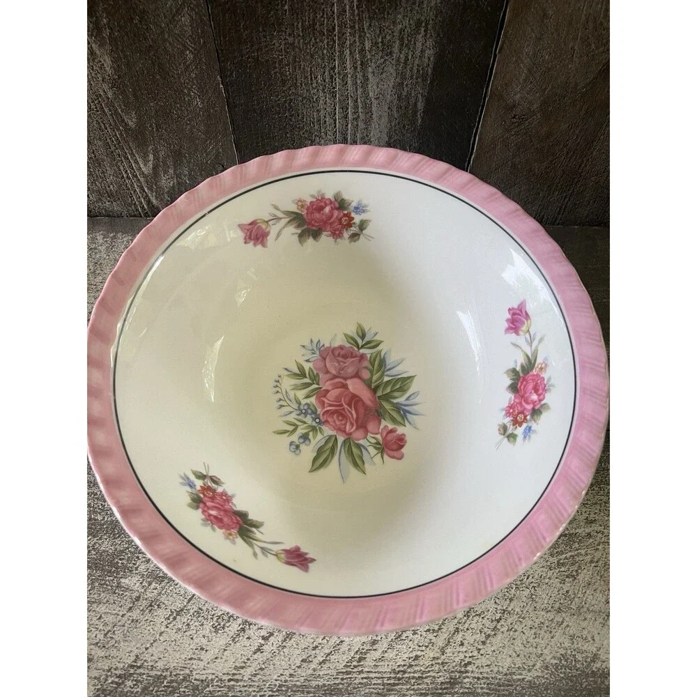 Lot 2 Lusterware Floral Soup Bowls 7